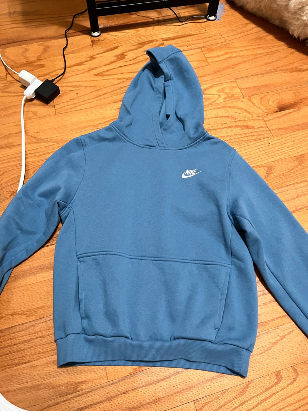 Nike Boys Blue Hoodie with White Swoosh